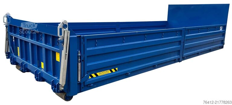 Contenedor de volteo A1 Container STAHL-Kippaufbau 12 m³ - Pendelklappe abklappbar - Zurrösen - RAL 5010 Enzianblau