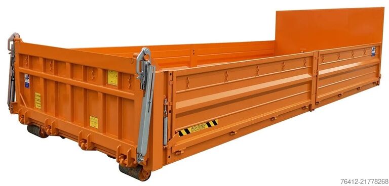 Contenedor de volteo A1 Container STAHL-Kippaufbau 12 m³ - Pendelklappe abklappbar - Zurrösen - RAL 2011 Tieforange