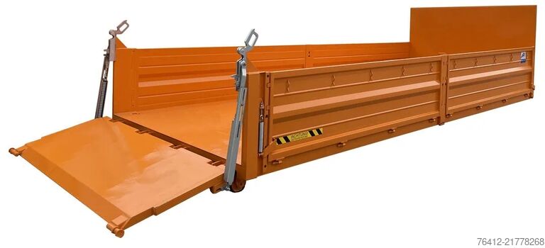 Contenedor de volteo A1 Container STAHL-Kippaufbau 12 m³ - Pendelklappe abklappbar - Zurrösen - RAL 2011 Tieforange