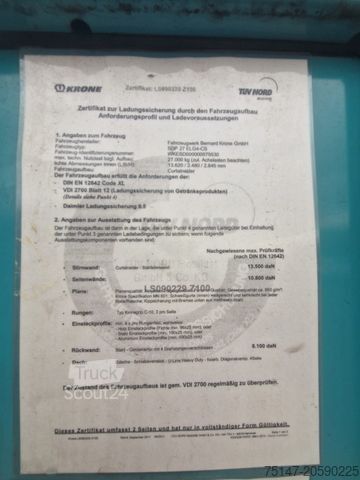 Semi-remorque bâchée KRONE 3-Achs Megaliner Hubdach LASI Edscha