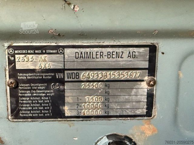 Pašizgāzējs kravas automašīna MERCEDES-BENZ SK 2635 V8 6X6 Chassis Spring/spring ZF Man Gear