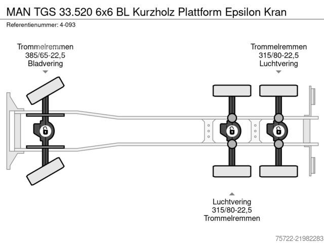 Транспортер для перевезення лісоматеріалів MAN TGS 33.520 6x6 BL Kurzholz Plattform Epsilon Kran