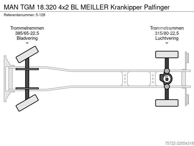3-сторонній перекидач MAN TGM 18.320 4x2 BL MEILLER Krankipper Palfinger