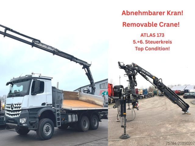 Three-sided tipper truck MERCEDES-BENZ 3351 Arocs/ABNEHMBARER Kran/Kipper/Bordmatik/6x6