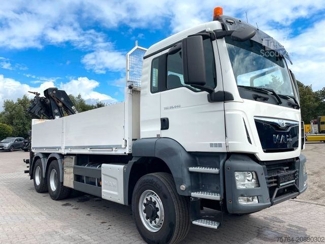 Camion plateau MAN TGS 26.440/Pritsche/Hiab 211 EP-3/FUNK/6x6 Hydro