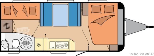 Husvagn HOBBY De Luxe 545 KMF Kindebett 3-STÖCKIG, AUFLAST.
