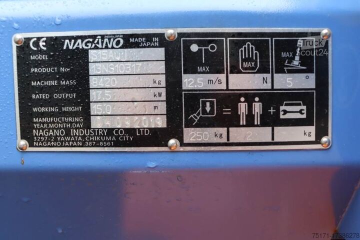 Platforma teleskopowa Nagano S15Auj Valid inspection, *Guarantee! Diesel, 15 m