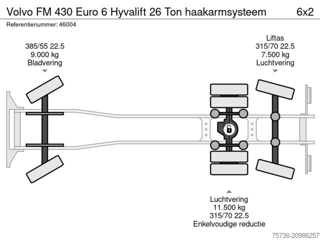 Système de bras à crochet Volvo FM 430 Euro 6 Hyvalift 26 Ton haakarmsysteem