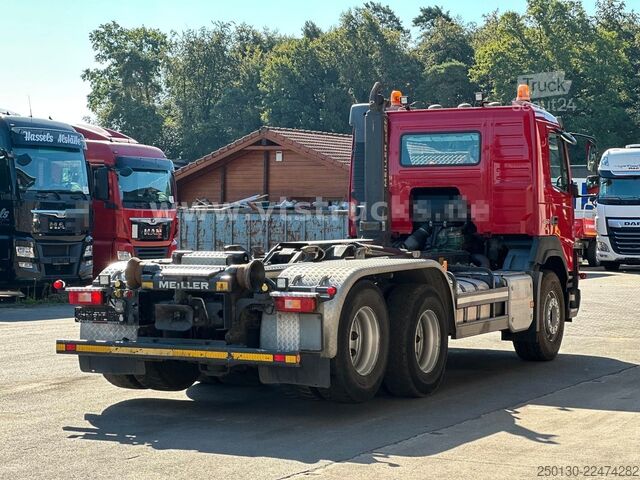 Autocamion cu cârlig pentru containere VOLVO FMX 460 6x4 BL MEILLER RS 21 AK TAAXLIFT TANDEM