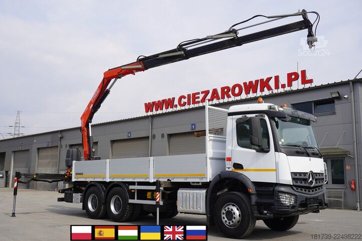 Plattform mit Kran Mercedes-Benz Arocs 2633 flatbed truck / Crane FASSI