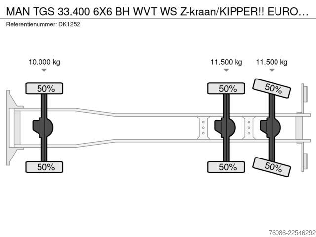 Tippbil med kran MAN TGS 33.400 6X6 BH WVT WS Z-kraan/KIPPER!! EURO 6!!