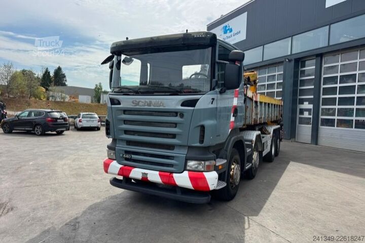 Camion benne à bras amovible SCANIA R440 8x2 Hiab 20T & Kran abnehmbar HMF 2220-7