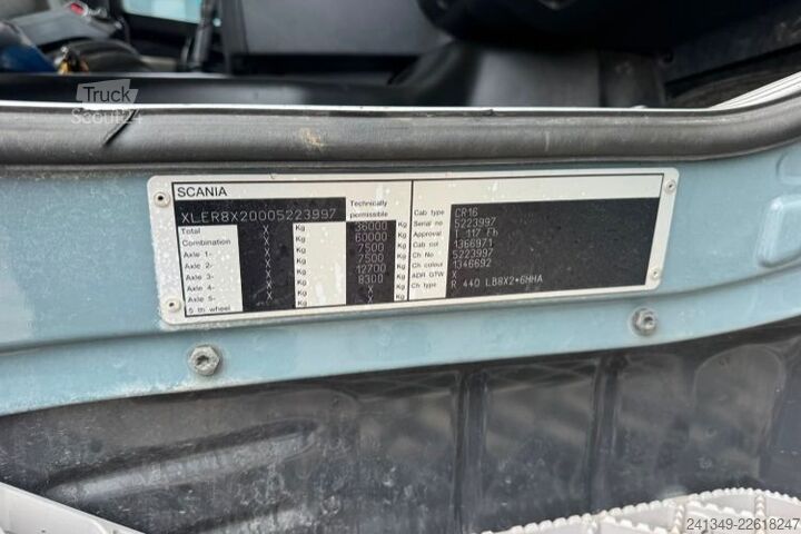 Camion benne à bras amovible SCANIA R440 8x2 Hiab 20T & Kran abnehmbar HMF 2220-7