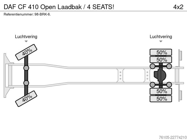 Koffer DAF CF 410 Open Laadbak / 4 SEATS!