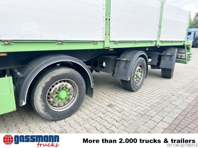 Åpen semitrailer med presenning  Baustoff-Auflieger, Rollkran Kennis 14R,