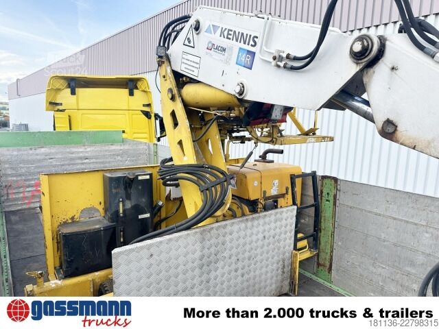 Åpen semitrailer med presenning  Baustoff-Auflieger, Rollkran Kennis 14R,