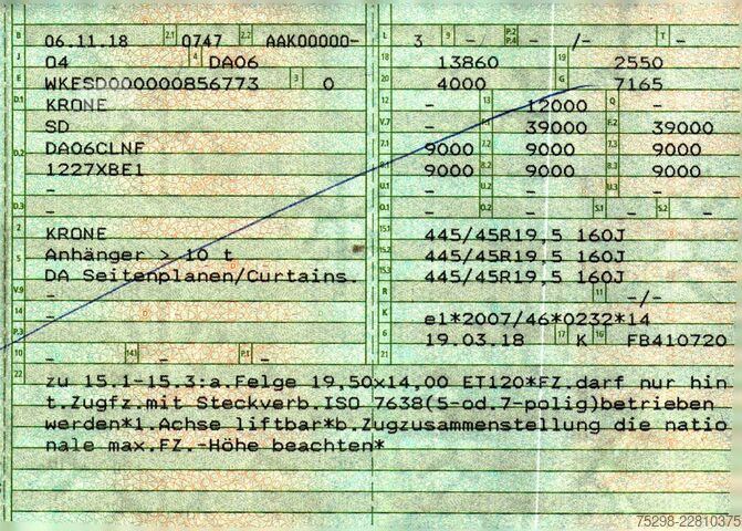 Ανοιχτό ημιρυμουλκούμενο με μουσαμά KRONE SD | Liftachse | EDSCHA