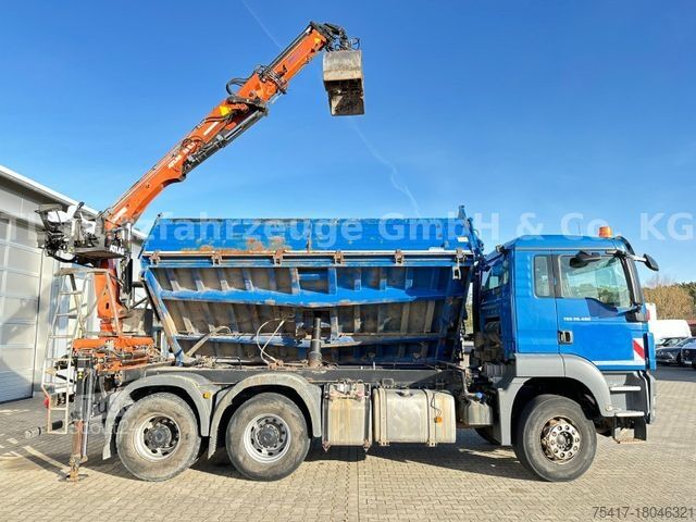 Τρίπλευρο ανατρεπόμενο φορτηγό MAN TGS 26.480 6X4 BB mit Atlas Kran