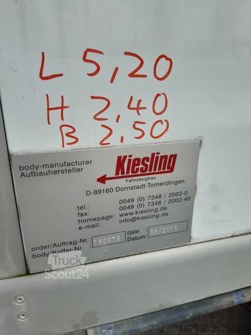 Рефрижераторний вантажівка MERCEDES-BENZ Kühlkoffer Aufbau Kiesling Thermoking T800R
