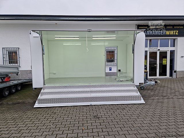 Remolque venta ambulante trailershop Messestand Infostand mobile Bühne 470x220 Licht