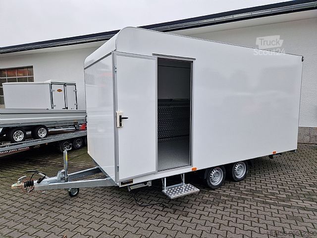 Remolque venta ambulante trailershop Messestand Infostand mobile Bühne 470x220 Licht