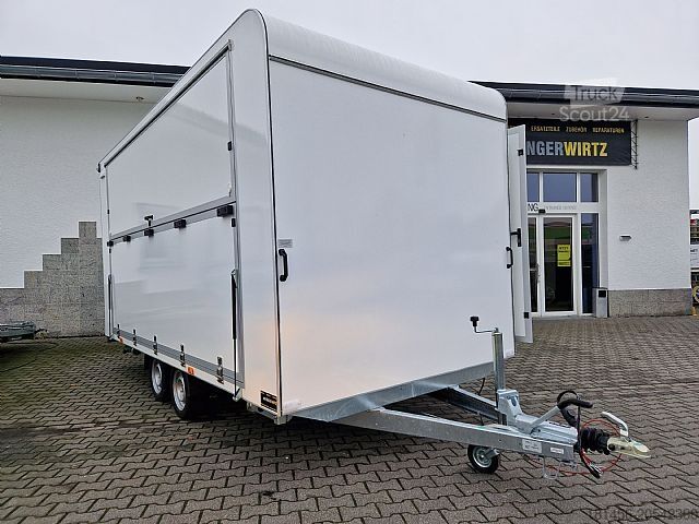 Remolque venta ambulante trailershop Messestand Infostand mobile Bühne 470x220 Licht