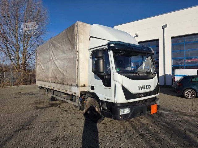 Samochód dostawczy z plandeką IVECO 80-220 Eurocargo, Gardine, Ladebordwand, 1.Hand