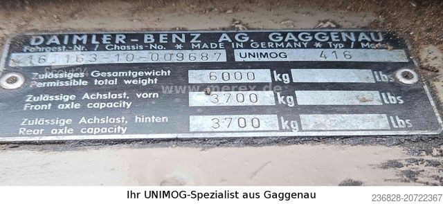 Caravana/autocaravana MERCEDES-BENZ Unimog U416/1100