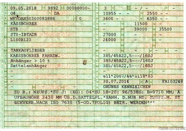 Tankoplegger KÄSSBOHRER STB / ADR Typ AT und FL / Lift / BITUMEN !!!!