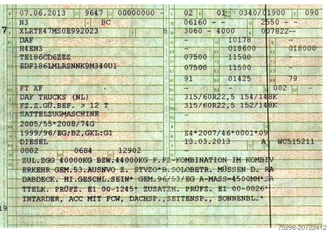 Volumen SZM DAF XF 105.460 / ZF Intarder / Standklimaanlage