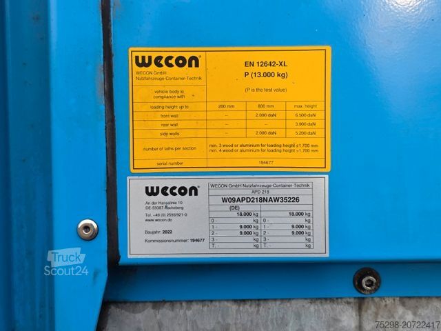 Open trailer with tarp WECON APD218 / Aluklappen