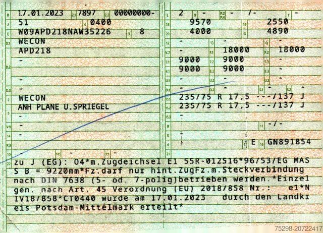 Open trailer with tarp WECON APD218 / Aluklappen