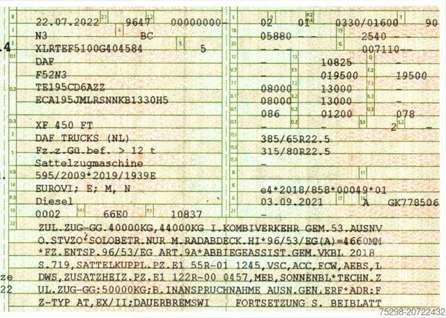 Standard SZM DAF XF 450 FT / PTO / Kipphydraulik / ADR / 6E