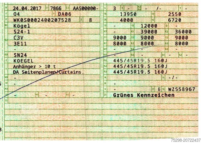 Open oplegger met zeil KÖGEL S24-1 / Hubdach / EDSCHA