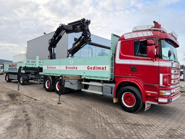 Iekraušanas platforma Scania 164L-480 V8 6x4 BAUSTOFF + KRAN HIAB 350-4 + JI...