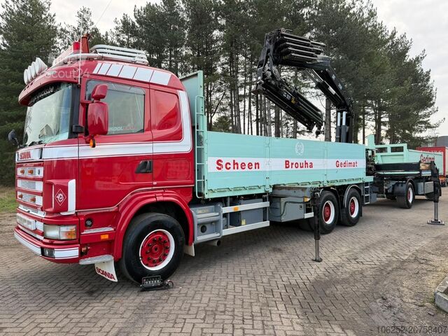 Iekraušanas platforma Scania 164L-480 V8 6x4 BAUSTOFF + KRAN HIAB 350-4 + JI...