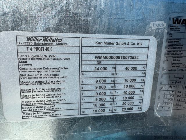 Remolque de plataforma baja MÜLLER-MITTELTAL T4PROFI 40,0 Gummibelag BPW
