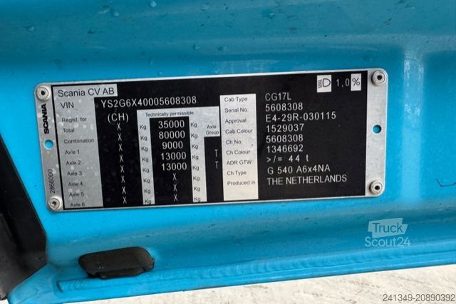 Grúa montada en camión SCANIA G540 6x4 Fassi 395-7 SZM&Pritsche