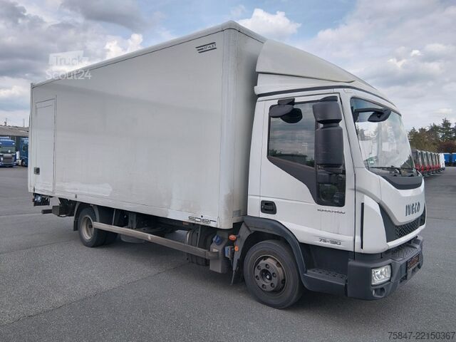 Camion caisson Iveco EuroCargo ML 75 E 19/P LBW Türe im Koffe