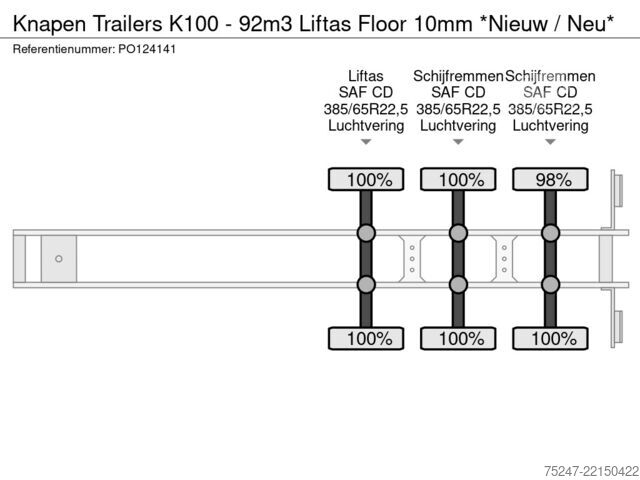 Vloer verplaatsen Knapen Trailers K100 - 92m3 Liftas Floor 10mm *Nieuw / Neu*