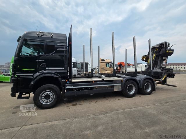 Camion forestier MAN TGS 33.520*TAJFUN HOLZLADEKRAN-FUNK*STAHLSCHEMEL