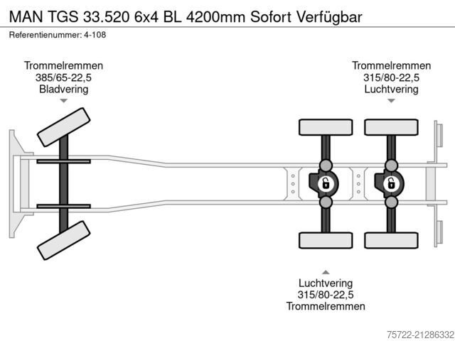 Chassis met cabine MAN TGS 33.520 6x4 BL 4200mm Sofort Verfügbar