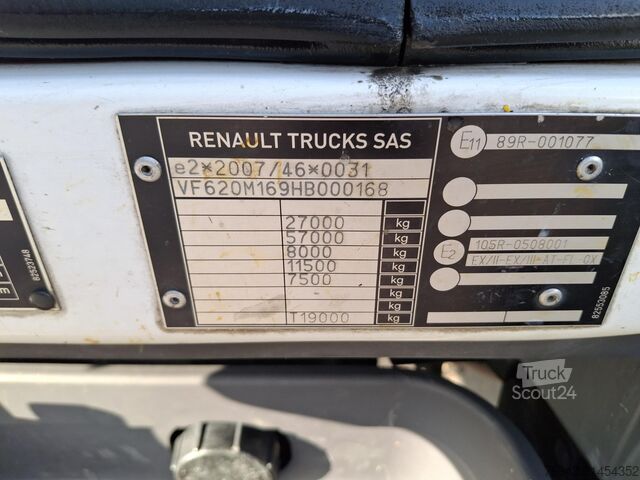 Camion plateau avec bâche RENAULT D26 WIDE 380 - 6X2 - E6 - RETARDER