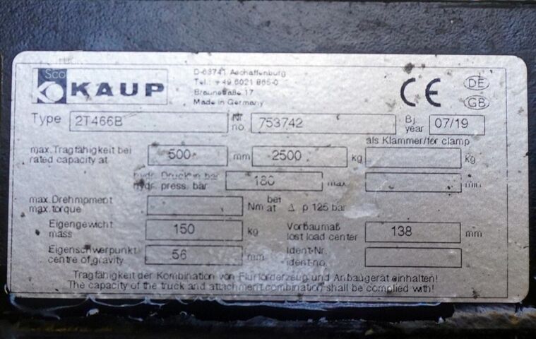 çatal konumlandırıcı KAUP 2T466B, Breite:1.040 mm