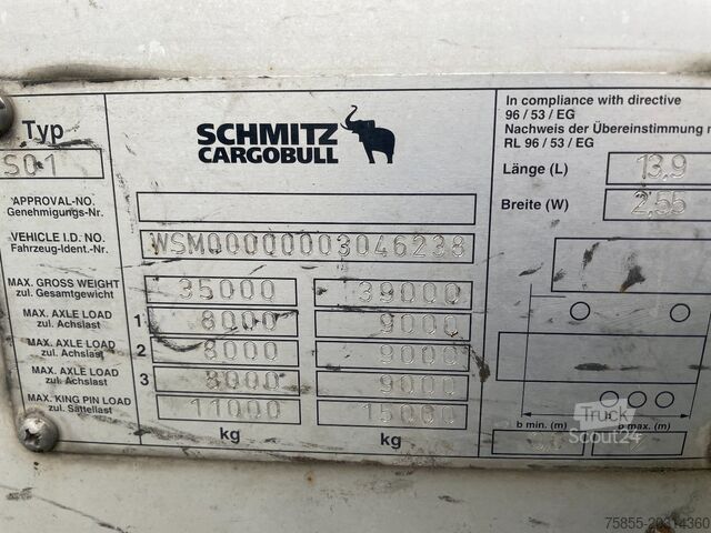 Bâché à rideaux latéraux Schmitz SCS 24/L Tautliner / SAF Axles / Discbrakes / N...
