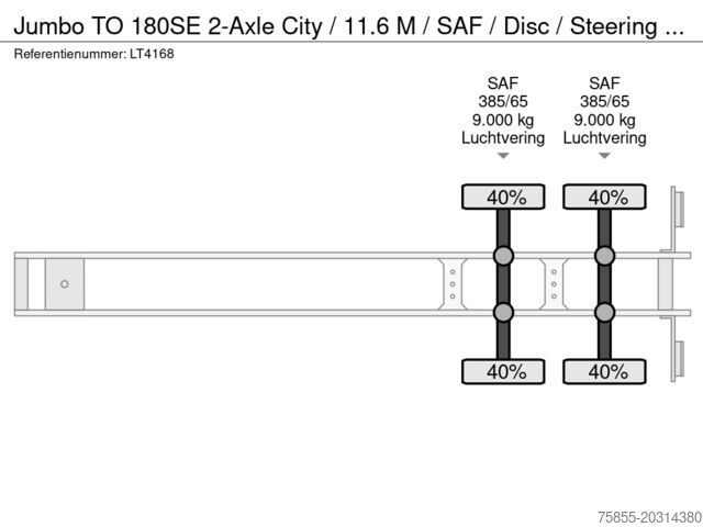 Schiebeplanen Jumbo TO 180SE 2-Axle City  / 11.6 M / SAF / Disc / S...