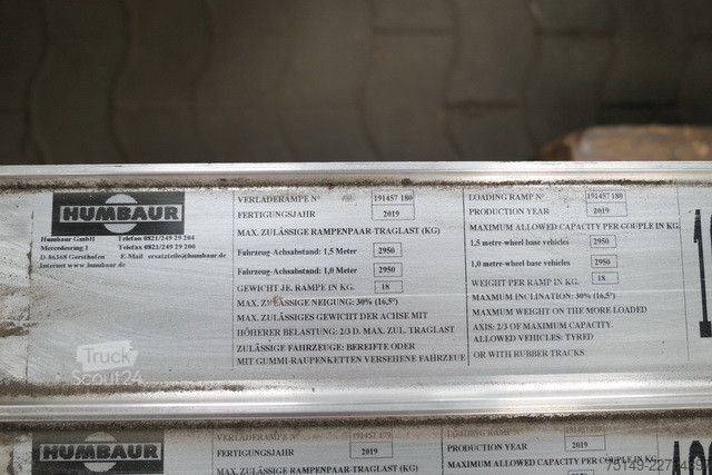 Низкорамный прицеп HUMBAUR Alu-Rampen, Tieflader, Pritsche, Anlegerampen