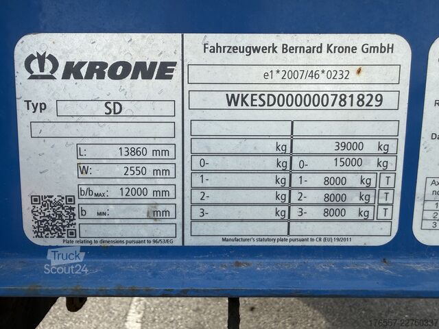 Semi-remorque bâchée Krone 3-Achs Curtainsider Schiebeplanenauflieg