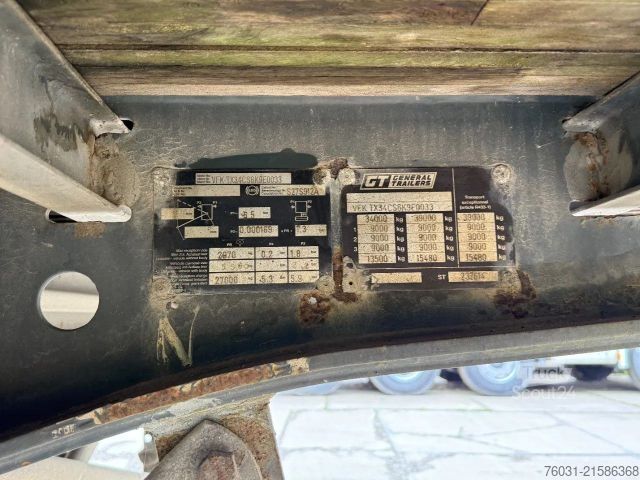 Working platform semitrailer FRUEHAUF Flatbed trailer 3 Axle SAF front Lift axle