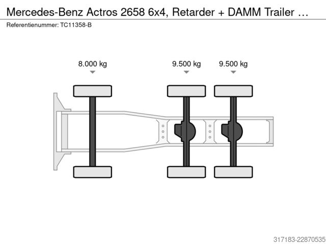 Standartinis-SZM Mercedes-Benz Actros 2658 6x4, Retarder + DAMM Trailer